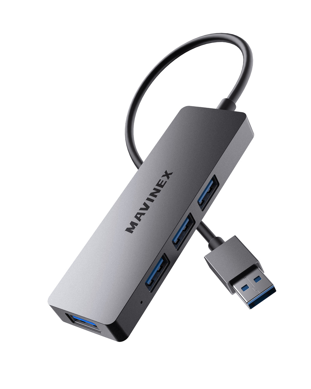 MAVINEX USB 3.0 Hub 4 Ports USB 3.0 UltraSlim SuperSpeed 5Gbps Aluminum Compatible with PC, MacBook, Surface Pro, XPS, Flash Drive, Mobile HDD